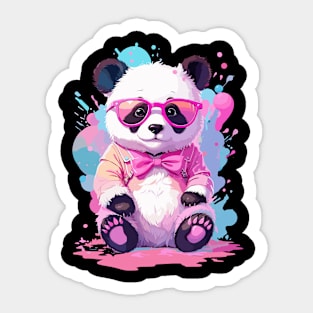 Cute Baby Panda Bear Chibi Style Color Splash Design Sticker